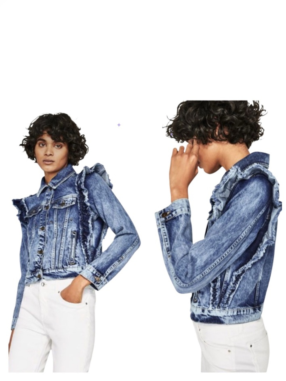 Zara Denim Ruffle Jean Jacket
